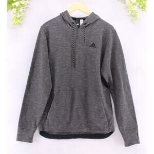 Adidas Men's Pique Fleece Pull Over Hoodie Dark Grey Sz S NEW